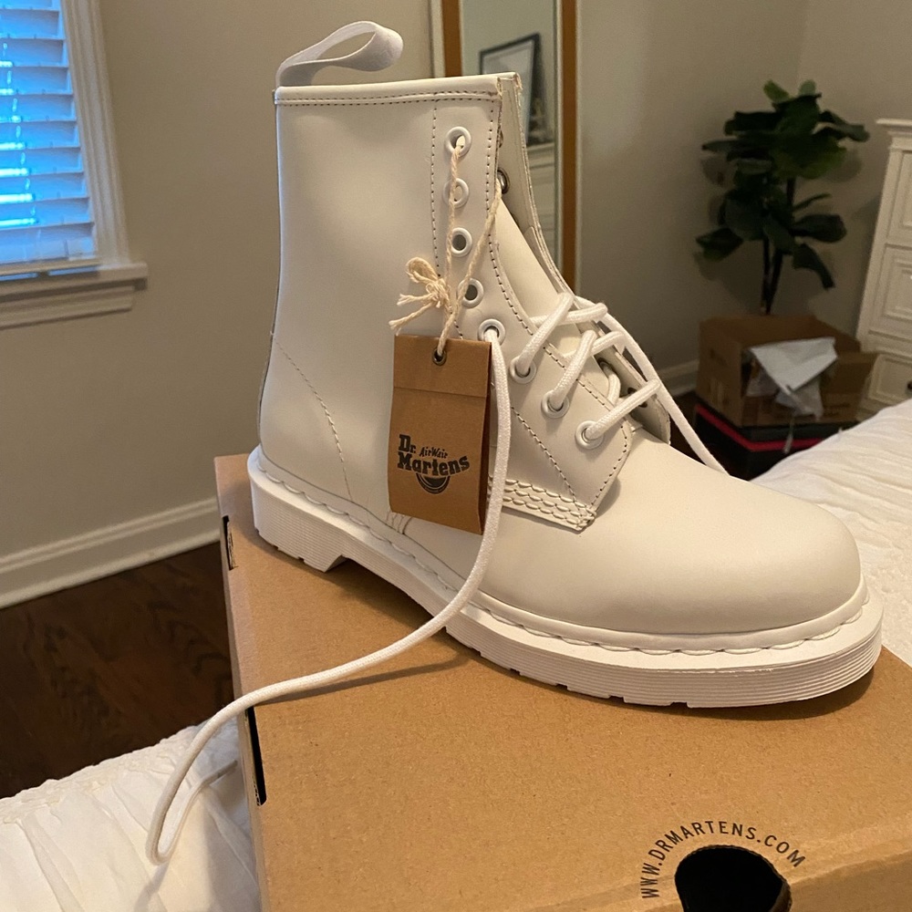 Dr. Martens White Leather Boots